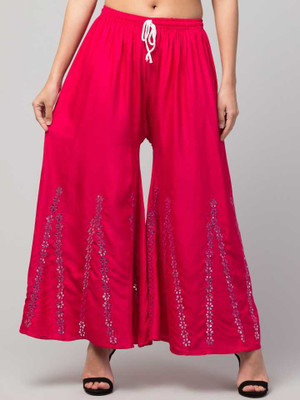 camellias Flared Women Red Trousers
