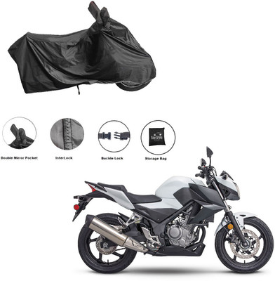 RiderShine Waterproof Two Wheeler Cover for Honda(CB300R, Black)