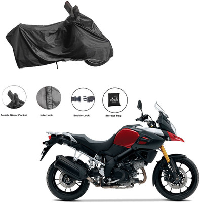 RiderShine Waterproof Two Wheeler Cover for Suzuki(V Strom 1000, Black)