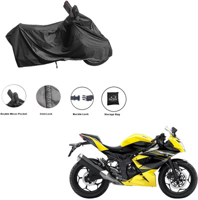 RiderShine Waterproof Two Wheeler Cover for Kawasaki(Ninja 250, Black)