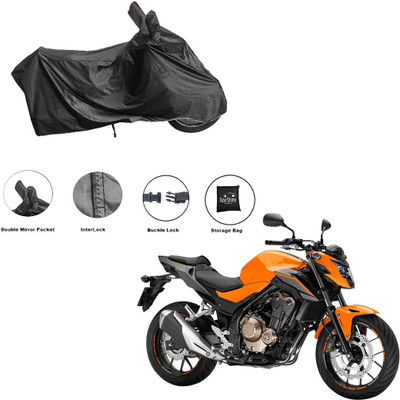 RiderShine Waterproof Two Wheeler Cover for Honda(CB 500, Black)