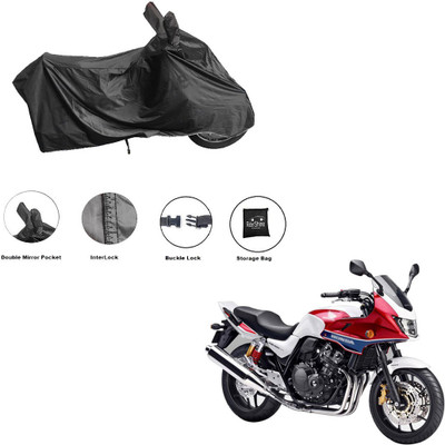 RiderShine Waterproof Two Wheeler Cover for Honda(CB 400, Black)