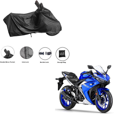 RiderShine Waterproof Two Wheeler Cover for Yamaha(YZF R3, Black)