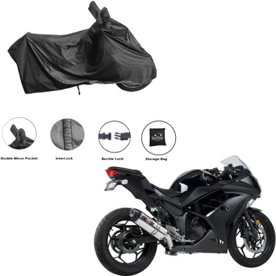 RiderShine Waterproof Two Wheeler Cover for Kawasaki(Ninja 300, Black)