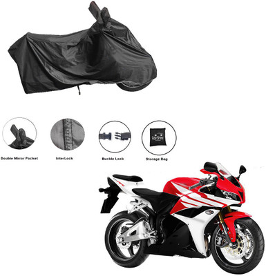 RiderShine Waterproof Two Wheeler Cover for Honda(CBR 600 RR, Black)