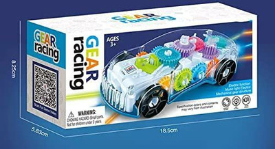 mega shine Transparent car 3D Concept Super Car Toy for Kids with 360 Degree Rotation, Gear(Multicolor)