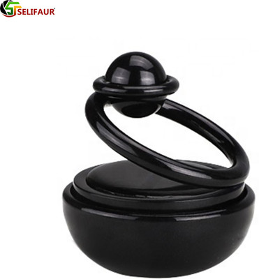 Selifaur Car Dashboard Auto Rotation Double Ring Solar Air Freshener Black Diffuser Set Plastic Boll Black Air Freshener(10 g)