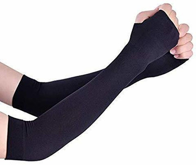 wiffo Cotton Arm Sleeve For Men & Women(Free, Black)