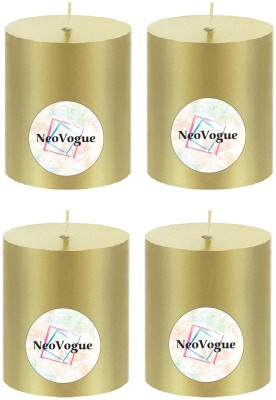 NEOVOGUE 3 X 2 Inch Scented Pillar Candles For Home Décor-Gold-Pliad & Pine Candle(Gold, Pack of 4)