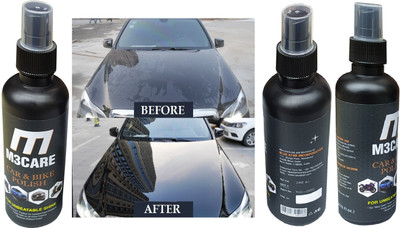 M3CARE Liquid Car Polish for Leather, Metal Parts, Windscreen, Exterior, Headlight, Dashboard, Chrome Accent, Bumper(600 ml, Pack of 3)