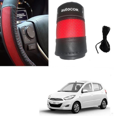 ARNEJA Hand Stiched Steering Cover For Hyundai i10(Red, Black, Leatherite)