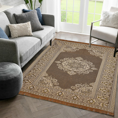 Sparrow world Gold Cotton Runner(5 ft,  X 7 ft, Rectangle)