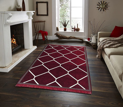 Sparrow world Maroon Cotton Runner(5 ft,  X 6 ft, Rectangle)