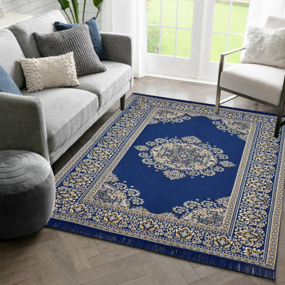 Sparrow world Blue Cotton Runner(5 ft,  X 6 ft, Rectangle)