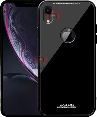 KING COVERS Back Cover for IPHONE-XR Luxurious 9H Toughened Glass Back Case Shockproof TPU Bumper(Black, Dual Protection)