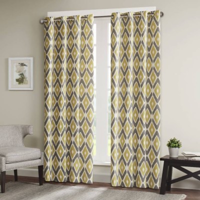 S VEERA 154 cm (5 ft) Polyester Room Darkening Window Curtain (Pack Of 2)(Geometric, Yellow)