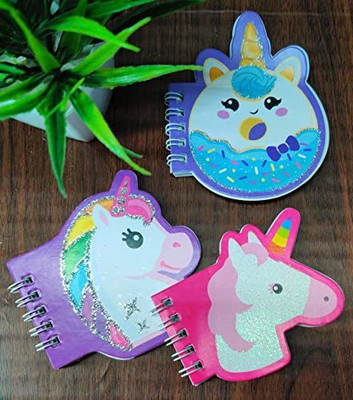 AMANVANI unicorn A6 Diary single rule 30 Pages(Multicolor, Pack of 3)