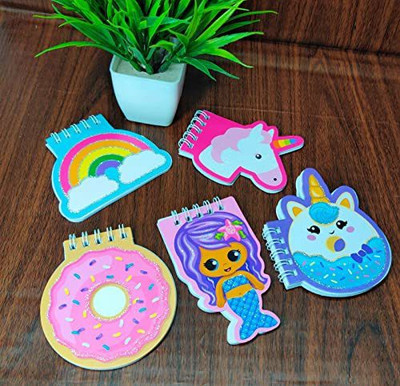 Tera13 unicorn A6 Diary single rule 30 Pages(Multicolor, Pack of 5)