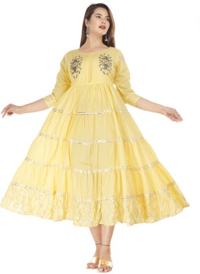 Highlight fashion export Women Maxi Yellow Dress