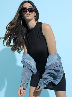 Tokyo Talkies Women Bodycon Black Above Knee/Mid Thigh Length Dress