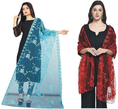 VM Enterprise Net Embroidered, Self Design Women Dupatta