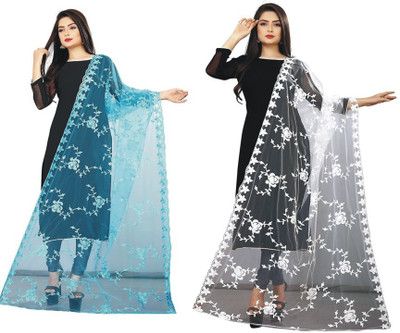 VM Enterprise Net Embroidered, Self Design Women Dupatta