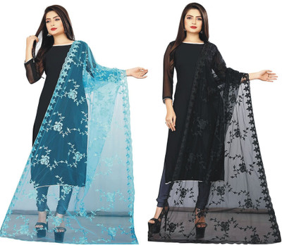VM Enterprise Net Embroidered, Self Design Women Dupatta