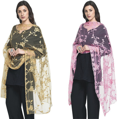 VM Enterprise Net Embroidered, Self Design Women Dupatta