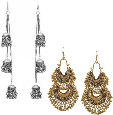 AVR JEWELS Pack of 2 Elegant Layer Chandbali and Multicolor layered Ghungroo Earrings Alloy Earring Set