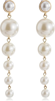 DENICRAAS Simple Beaded Elegant Pearl Long Drop Earring for Girls and Women Earrings Iolite Alloy Earring Set