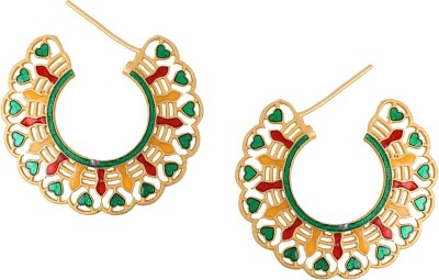 Shoshaa Green Contemporary Gold-Plated Hoop Earrings Brass Hoop Earring