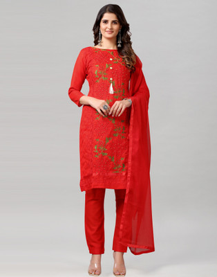 Samah Cotton Blend Embroidered Salwar Suit Material