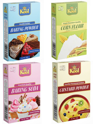 Mr.Kool Baking Powder, Soda, Corn Flour, Vanilla Custard Powder 100gm Each 400gm Combo(100g, 100g, 100g, 100g)