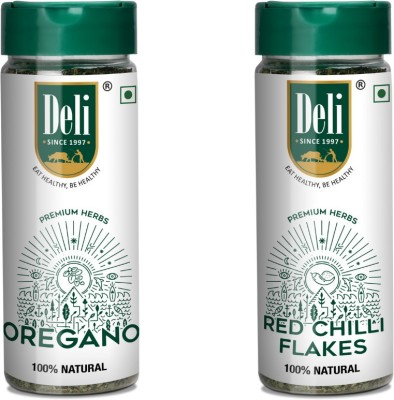 Deli Combo Pack of 2, Oregano (20g) + Chili Flakes (70g)(90 g)