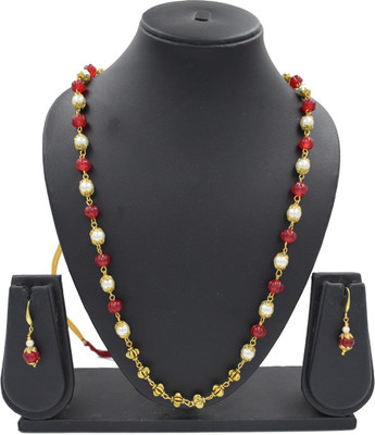 Sandhya Designer Studio Metal Gold-plated Red, Gold Jewellery Set(Pack of 1)
