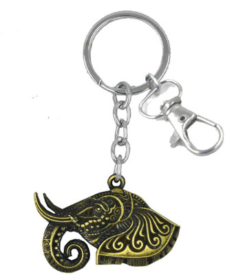 AFH Crome Metal Bronze Elephant Lucky Charm Decorative Gifting Hook Key Chain