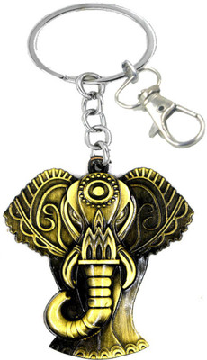 AFH Vignaharta Lord Ganesha Face Religious Antique Bronze Metal Gifting Hook Key Chain