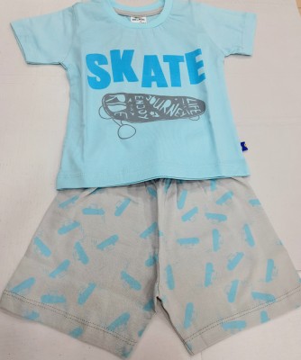 kmbo Baby Boys & Baby Girls Casual T-shirt Shorts(Light Blue)