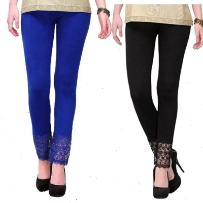 SwaNit Footed  Ethnic Wear Legging(Black, Blue, Solid)