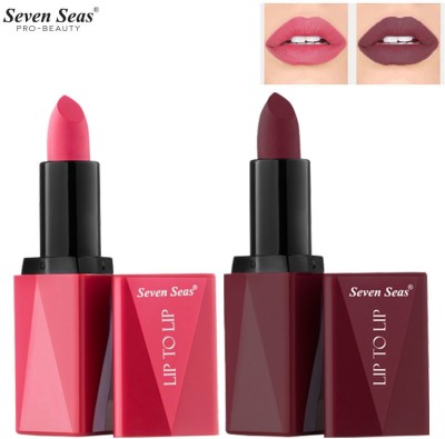 Seven Seas Lip To Lip Matte Lipstick Combo High Coverage(chestnut rose , castro 1, 4.2 g)