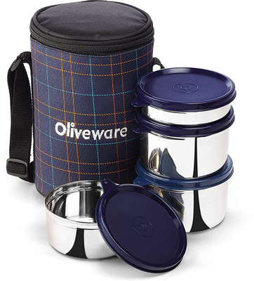 Oliveware Mega | Stainless Steel | Insulated Fabric Bag | Leak Proof 4 Containers Lunch Box(1950 ml, Thermoware)