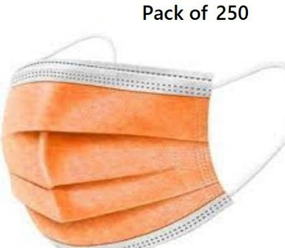 Wellstar 3-Layer Protection with Comfortable Earloop With Melt Blown Fabric Layer 3-Layer Protection with Comfortable Earloop Orange 250 Non-Washable, Water Resistant Cloth Mask With Melt Blown Fabric Layer(Orange, Free Size, Pack of 250, 3 Ply)