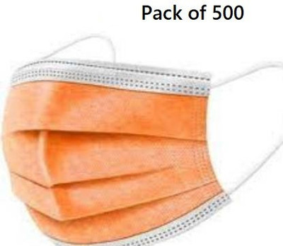 Wellstar 3-Layer Protection with Comfortable Earloop With Melt Blown Fabric Layer 3-Layer Protection with Comfortable Earloop Orange 500 Non-Washable, Water Resistant Surgical Mask With Melt Blown Fabric Layer(Orange, Free Size, Pack of 500, 3 Ply)
