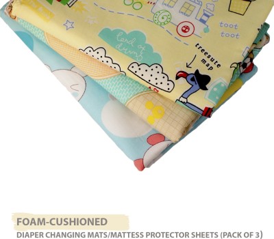 Bubbah Cotton, PVC (Polyvinyl Chloride) Diaper Changing Mat(Multicolor, Small, Pack of 2)