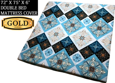 GriinViztal Zippered Double Size Breathable Mattress Cover(Blue, Multicolor)