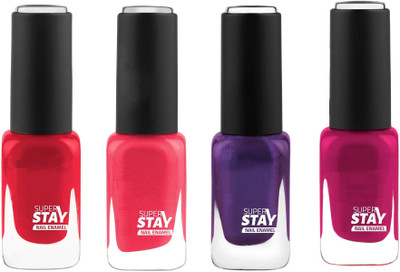 YAWI Super Stay Multi color Water Proof Nail Polish Multi Combo Of Four Multicolor(Pack of 4)