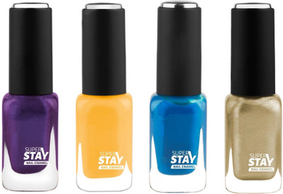 YAWI Multi color Super Stay Water Proof Nail Polish Multi Pack Of Four Multicolor(Pack of 4)