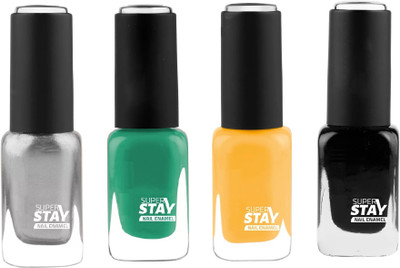 YAWI Combo Of Four Multi color Super Stay Water Proof Nail Polish Multi Multicolor(Pack of 4)