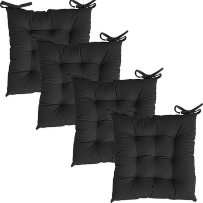 Texlux Cotton Chair Pad Pack of 4 Solid(Black)