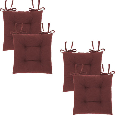 Texlux Cotton Chair Pad Pack of 4 Solid Chair Pad(Maroon)